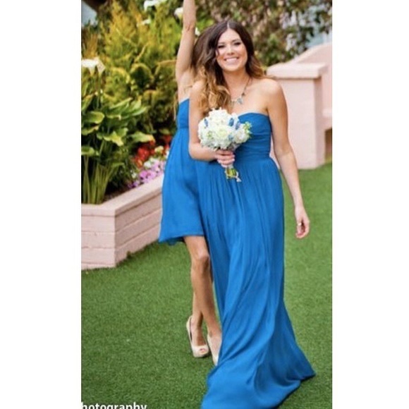 STUNNING NWT J Crew Matisse Blue silk chiffon strapless gown size 0 - Picture 5 of 15